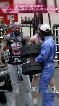 The Cleaner was SCARED - Aggressive bodybuilder vs 32KG MOP GYM PRANK #gym #funny #comedy #trending