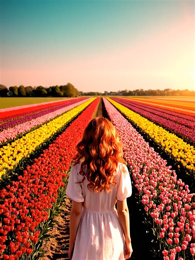 Tulip Fields of the Netherlands 🌷 The Most Beautiful Spring Landscape in the World Every spring, the countryside near Amsterdam transforms into one of the most breathtaking landscapes in the world. Endless rows of vibrant tulip fields stretch across the Dutch countryside in perfectly organized stripes of red, pink, yellow, orange, and purple. These iconic flower fields near Lisse are part of the famous Bollenstreek (Dutch Flower Region), where millions of tulips bloom between March and early Ma