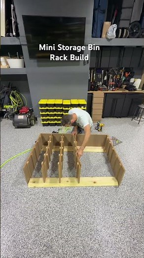 Storage bin rack build… mini version! #diygarage #storagesolutions #garagestorage #woodworking