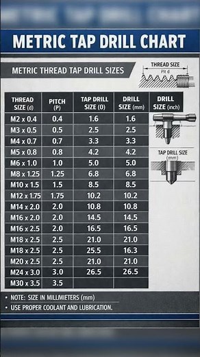 Metric Tap Drill Sizes You Must Know #tapping #shorts