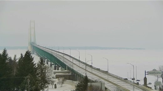 CLOSED FOR FALLING ICE: The Mackinac Bridge is closed to all traffic Thursday morning, February 19, due to hazardous ice falling from the bridge’s cables and towers. The Mackinac Bridge Authority announced the closure at 10:01 a.m., citing dangerous conditions caused by ice shedding from the structure. There is no estimated time for reopening. Officials say the bridge will reopen once conditions improve and it is safe for vehicles to cross. Crews are monitoring conditions at various points along