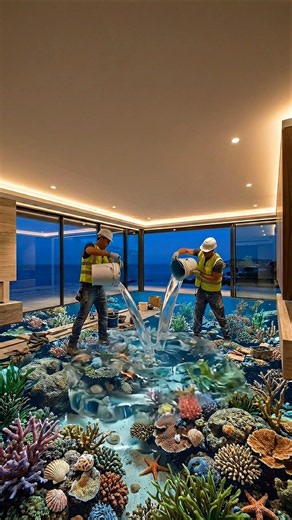 They Built an Ocean Reef Inside This Floor 😳🐠 #shorts #epoxyfloor