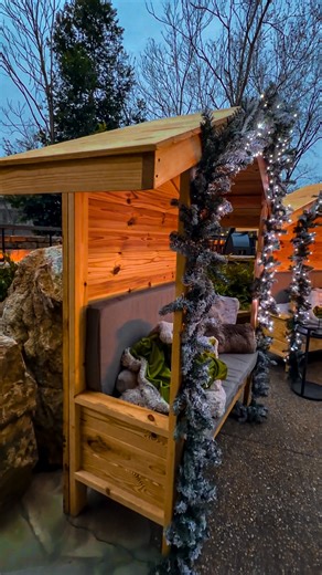 ✨Happening now through January 2nd, make sure to visit Winter Wonderland during your trip to the Greenville Christmas Market (both at Grand Bohemian Lodge Greenville). Their outdoor space has turned into an elevated holiday season retreat with the most aesthetically pleasing seating huts, festive cocktails at @spiritandbowergreenville, a giant firepit, multiple fireplaces, a mistletoe station, and so many photo backdrops. . . | Holiday Bars in Greenville, SC | Holiday Events in Downtown Greenvil