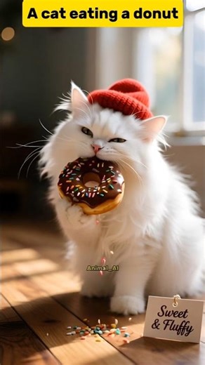 A cat eating a donut‼️ #cat #catvideos #funny #animals #shortsfeed #asmr