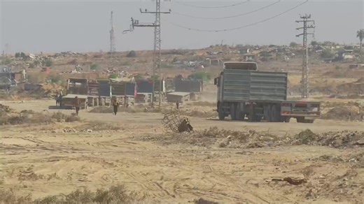 DEIR AL-BALAH, #GAZA: Movement of #aid trucks on Salah al-Din Street in Deir al-Balah. | CGTN Frontline