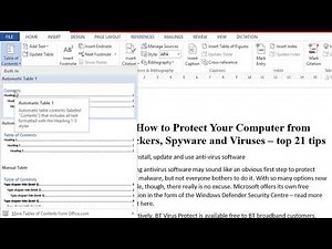 how to create automatically table of contents in word