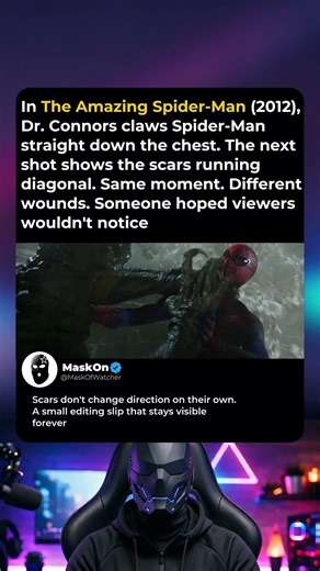 The Amazing Spider-Man (2012) — The Next Shot Shows the Scars Running Diagonal