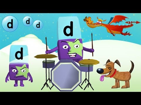 ALPHABLOCKS : WRITE LETTER SOUND D & FIND DOG DRAGON & DRUM | KID CARTOON GAME NUMBERBLOCKS