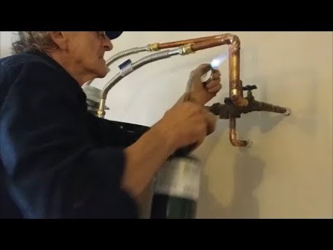 How To Solder Copper Pipe and Install Water Pipes To A water Heater - Plumber In Action