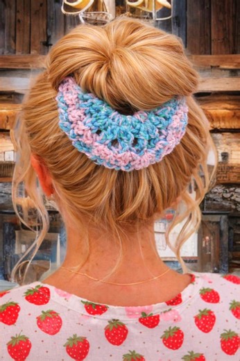 Beginner Crochet Bun Cover Pattern | Easy Lace Hair Scrunchie Crochet (PDF Download) - Etsy
