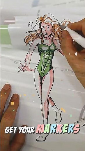 She Comes to Life in Ink | Dynamic Running Pose Tutorial (Ohuhu Markers)