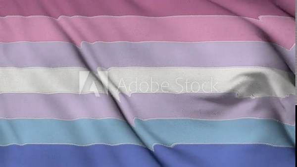 The bigender pride flag background, Realistic bigender identity flag waving in the wind, LGBTQ bigender community symbol Perfect Loop 4K video.