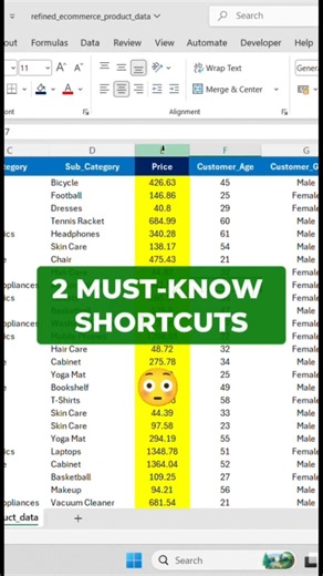 2 Excel Shortcuts You Must Know 🤯 | Hide & Unhide Columns
