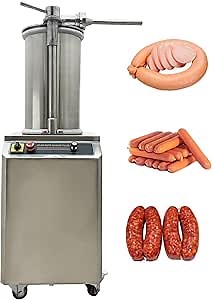 Electric Sausage Stuffer Hydraulic Automatic Sausage Filling Machine Stainless Steel Sausage Making Machine 15L 300kg/h Sausages Maker with 3 Filling Nozzles 110V
