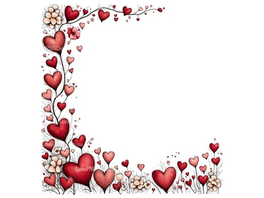 14 Valentine Frame PNG, Heart Borders Clipart, Love Scrapbook Graphics, Whimsical - Etsy