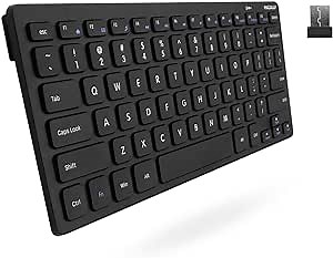 Macally Small Wireless Keyboard - 2.4G Ergonomic & Comfortable Mini Compact USB Keyboard Wireless for Laptop or Windows Computer PC, Tablet, TV