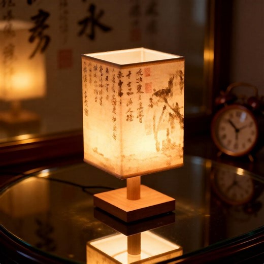 Chinese Style Table Lamp – Wooden Base, Linen Shade, Asian Inspired Night Light - Etsy