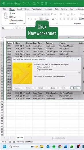 How to create a PivotTable with shortcuts in Excel! #exceltricks #excel #exceltutorial #exceltips