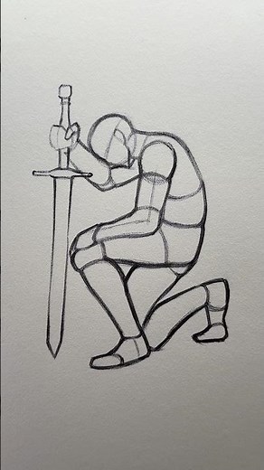How to Draw a Kneeling Knight Pose ⭐️Tutorial⭐️ #draw #sketch #howtodraw #knight #drawingtutorial