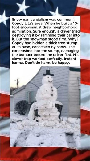 SMART SNOWMAN PUNISHES VANDAL-DRIVER😁🙏