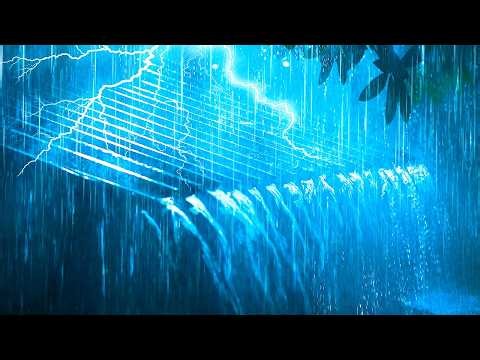 Relax and Fall Asleep at Night in a Cozy Cabin in the Forest with Pounding Rain & Loud Thunder