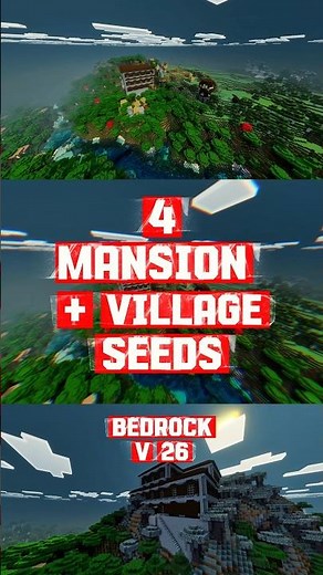 Top 4 Mansion Village Seeds 😳🔥 | Minecraft Bedrock 26 #minecraft #minecraftsurvival #bedrockseeds