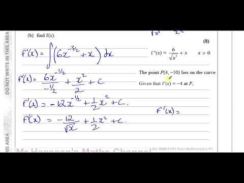 WMA11/01 Pure Mathematics P1 (IAL) Jan 2020 Q11 Integration & Applications