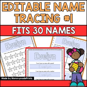 Editable First Name Tracing Worksheets, Handwriting for Preschool & Kindergarten