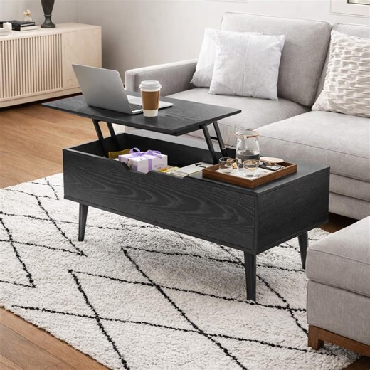 Hidden Storage Coffee Table With Lift Top, Shelf for Laptop & Storage - Etsy