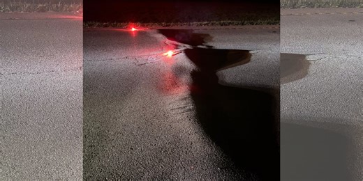8-inch buckle develops on Tri-State road due to heat