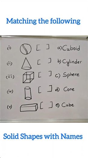Solid Shapes matching with Names🧊 📕 🏀🌲🛢