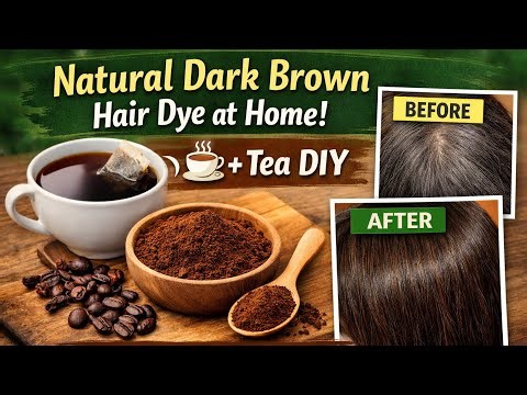 🤎Natural Dark Brown Hair Dye at Home ☕ Coffee + Tea DIY (No Chemicals)✨