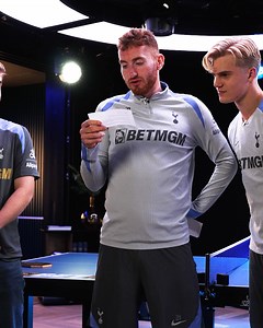 Can Dejan Kulusevski and Lucas Bergvall beat Olympic silver medalist Truls Möregårdh at table tennis whilst he is blindfolded AND using his mobile phone! | Tottenham Hotspur