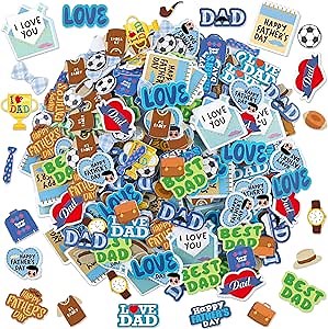 Durony 400 Pieces Happy Father's Day Foam Stickers: Assorted 3D Dad Stickers for Boxes, Envelopes, Cards, DIY Crafts & Party Supplies
