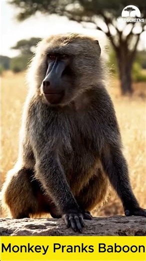 Monkey Pranks Baboon with Hilarious Bark. #animals #wildlife #nature