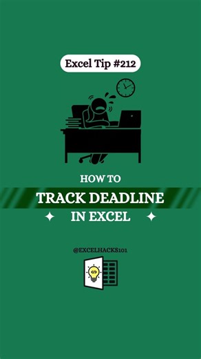 Excelhacks101 | Daily Excel Tips on Instagram: "How to Make Deadline Tracker in Excel‼️ Save for later so you don't forget ✨ #excel #exceltips #data #excelhacks #accounting #corporate"