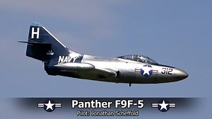 The 14 year old Jonathan flies his turbine powered Panther F9F-5. Everything went well ... even if the landing was a bit difficult. FULL VIDEO in HD >>> https://youtu.be/wLHqGwUw8JQ Model data: Maßstab / Scale: 1/5.5 Spw. / Span: 2.3 m Gewicht / Weight: 19.1 kg Turbine: Frank FT160 Bausatz / Kit: Schmalenbach | RC Scale Airplanes