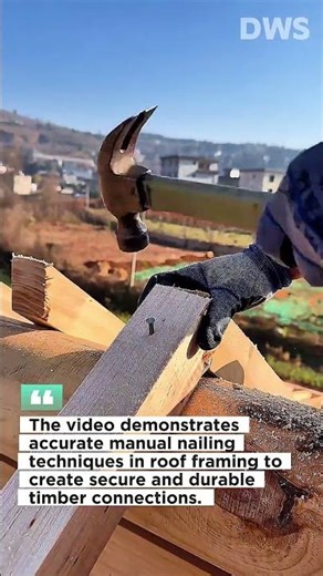 Wood Roof Frame Installation – Precision Hammer Nailing for Strong Roof Structure
