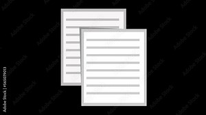 animation icon copy and paste computer files, with a green arrow moving. On a transparent background with alpha channel at zero