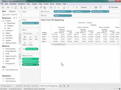 How to Display a Value, Subtotal, and Grand Total in the Same View in Tableau