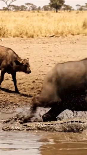 Buffalo’s Calf Runs to Elephant for Help After Crocodile Attack #WildlifeRescue #AnimalRescue