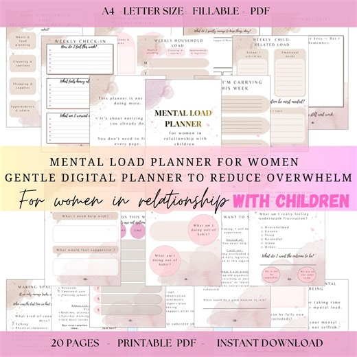 Mental Load Planner for Women With Children | Relationship Balance Workbook (digital PDF Download) - Etsy