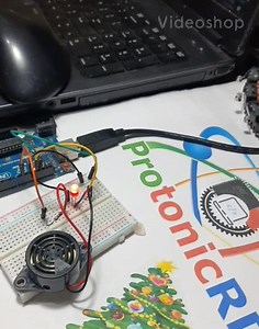 3 Canciones de navidad con Arduino y buzzer. Descarga los archivos, conecta Arduino y cargarle el programa, así tendrás las canciones navideñas más.populares: 1. Jingle bells 2. We wish you a merry Christmas 3. Santa Claus is coming to town Solo necesitas conectar el pin 9 - resistencia 220 - pin buzzer GND - Pin - buzzer Anexo link de descarga del código, y de la librería pitches.h que debe estar guardada en la misma carpeta https://drive.google.com/drive/folders/1CkXCtnTpvqRVgRV1dhsXu5CZ_vFKul