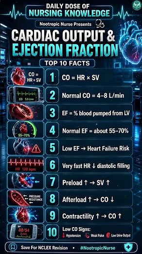 Cardiac Output & Ejection Fraction Explained ❤️ | NCLEX Top 10 Facts - Nootropic Nurse