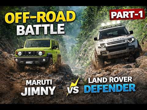 🔥 OFF-ROAD BATTLE PART-1 | Jimny vs Land Rover Defender | Extreme Cliff Challenge 😱#beamngdrive