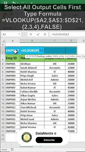 Fetch Multiple Columns with One VLOOKUP Formula in Excel 2016 🔥 | Ctrl+Shift+Enter Trick