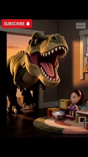 June from little einsteins gets too scared of the rattling noise and dinosaur comes in and saw her