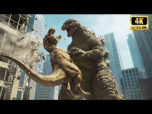 Godzilla Destroys T-Rex in Brutal City Clash | Full Monster Fight | 4K