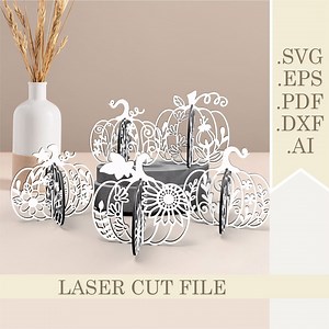 Set of 5 Stacking Floral Pumpkins SVG Bundle, 3D Standing Pumpkins Laser Cut File, Halloween Fall Thanksgiving Decoration Digital Download - Etsy