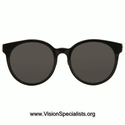 Gucci Womens GG0416SK 001 Black Blue Red White Round Sunglasses 55mm BlackMulticolor Grey Gradient